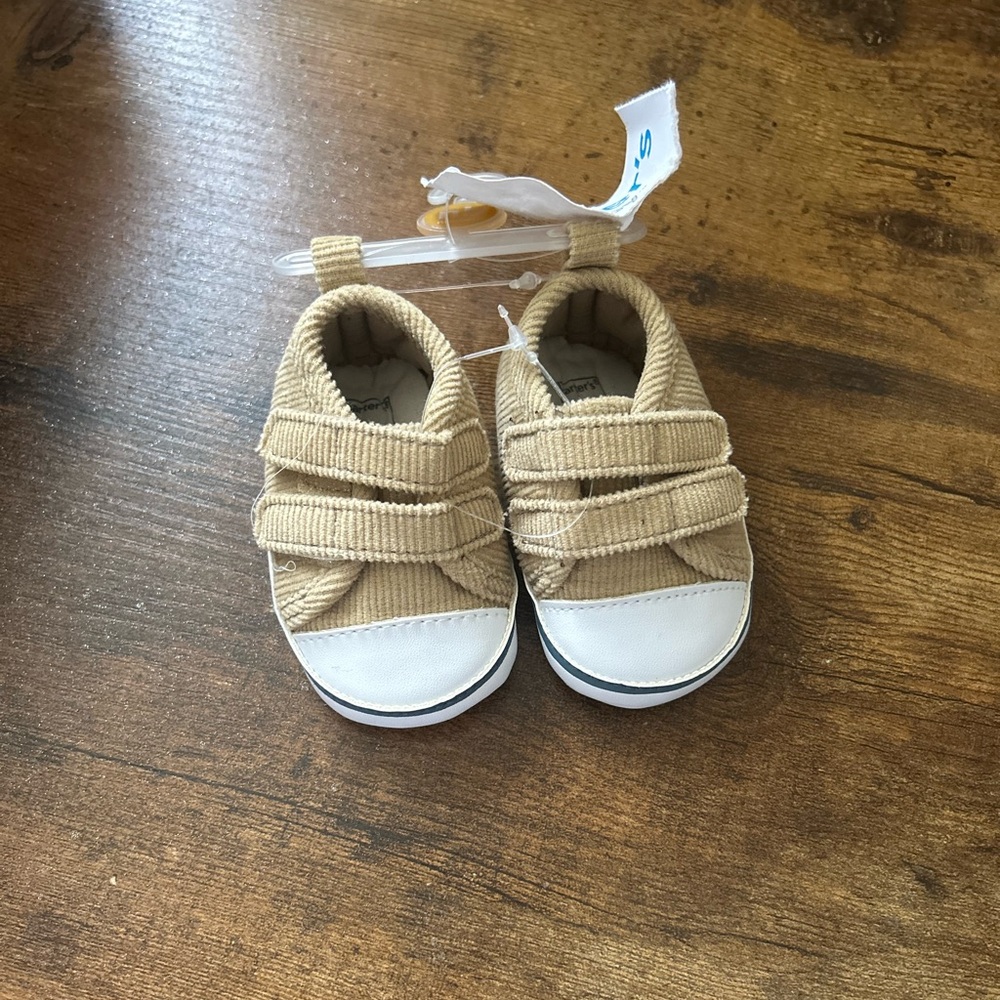 Tan and White Carters Baby Shoes